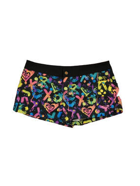 Vintage ROXY Board Shorts Size 3 Neon Paint Splatter Y2K Surf Swim Beachwear